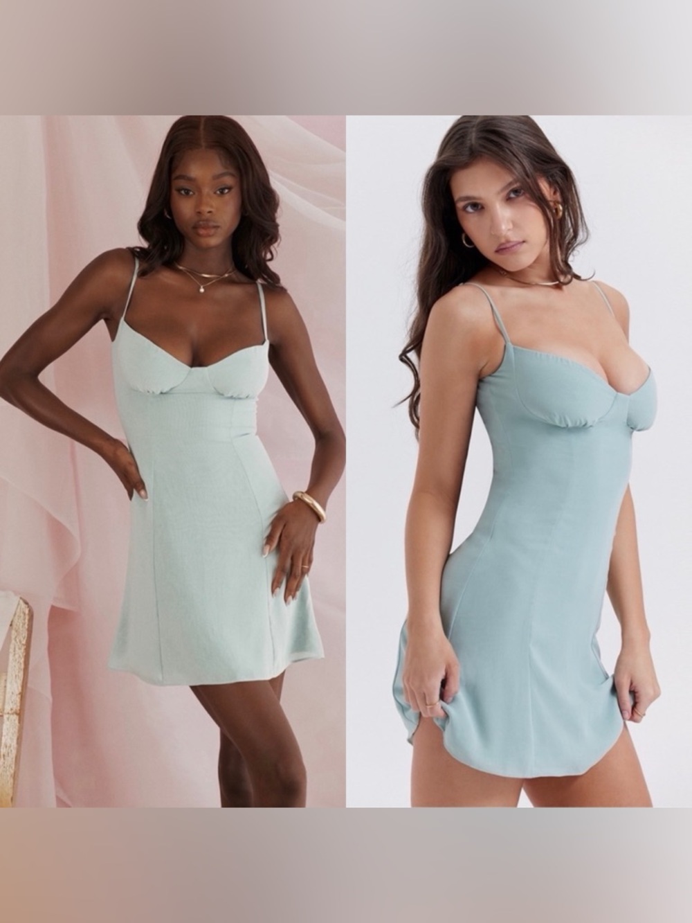 House of CB London Christiana Mini Dress Light Jade Size XS